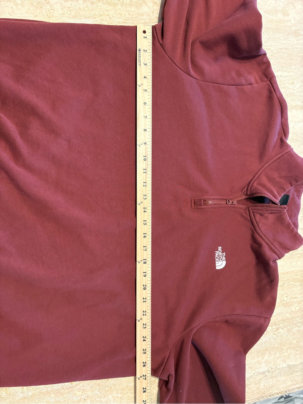 The North Face Men's Maroon Quarter-Zip Pullover Sweatshirt - Picture 7 of 8